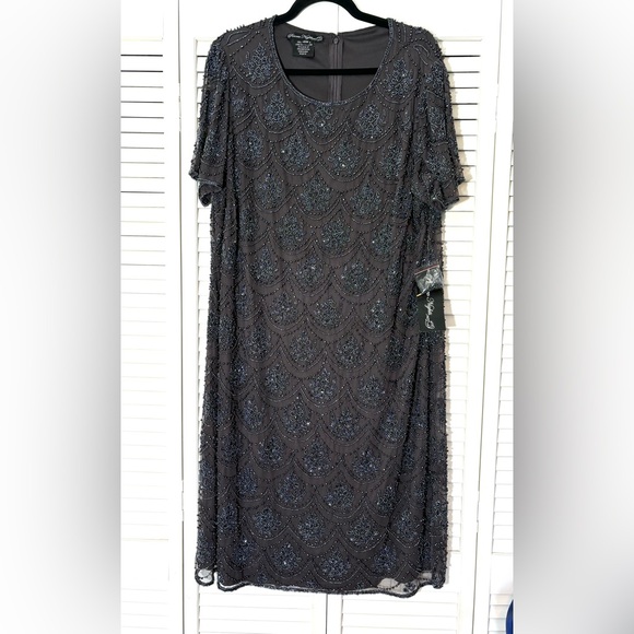 NWT Pisarro Nights Beaded Embellished Short Sleeve Midi Dress 18W,22W - Picture 5 of 12